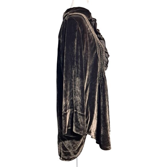 Soft Surroundings Velvet Top Womens Size L Boho Ruffled Tunic - Picture 7 of 14